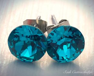 Szidi's Deep turquoise Swarovski kristály füli