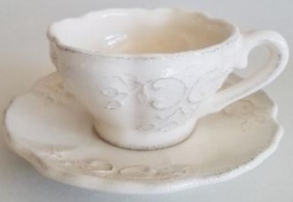 Vanilia Kerámia Romantik csipkés kerámia teás csésze aljjal