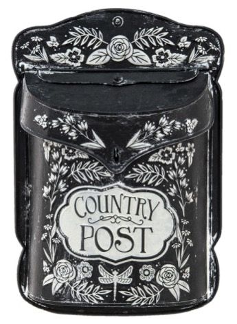 Clayre & Eef Country Post fm postalda, fekete-fehr