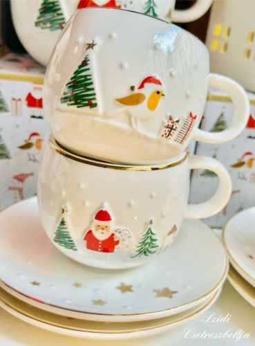 R2S Nuova Let it snow Mikuls-madrka porceln espresso szett dobozban