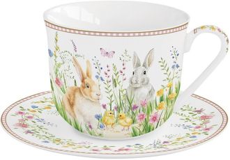 R2S Nuova Happy Easter porcelán reggelizőcsésze aljjal, dobozban