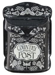Clayre & Eef Country Post fm postalda, fekete-fehr