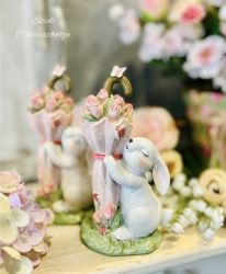 Clayre & Eef Nyuszi tulipnos ernyvel dekorfigura