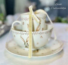 Clayre & Eef Rustic Easter Bunny porceln szett ajndk tojstartval