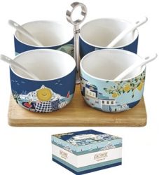 R2S Nuova Kilts a tengerre porceln tlka szett porceln kanllal, bambusz tlcn